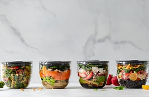 4 healthy salad jars  - a great way to stay healthy while you travel.