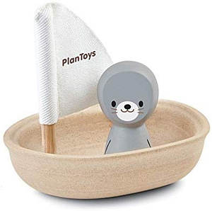 Plantoys wooden seal and boat