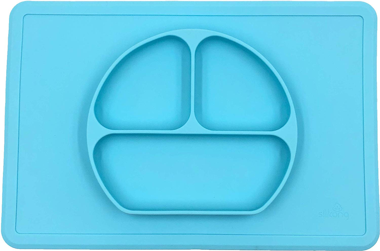 Blue silicone baby plate and placemat in one