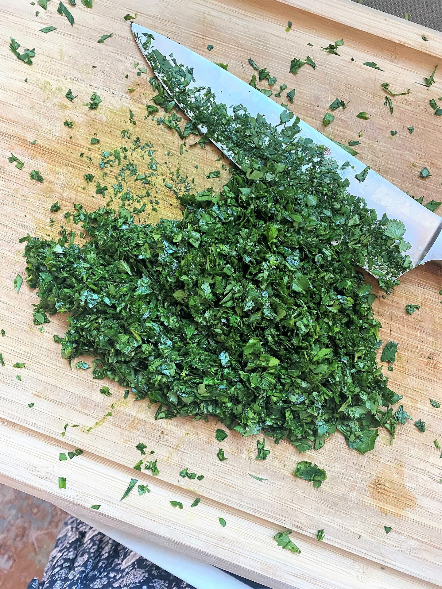 Chopped parsley and cilantro for chimichurri recipe