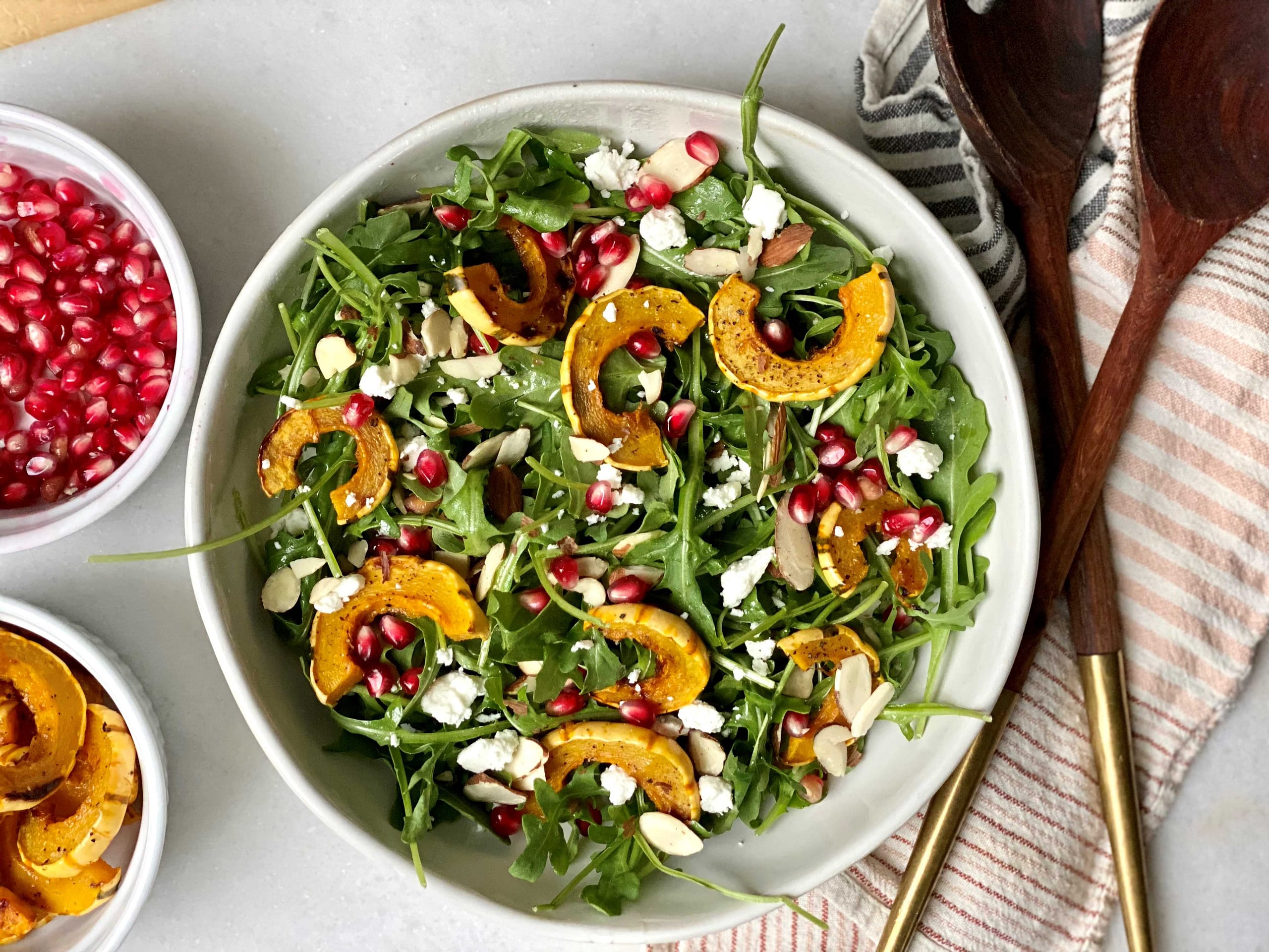 Delicata Squash Salad with Pomegranate, Almonds and Goat Cheese