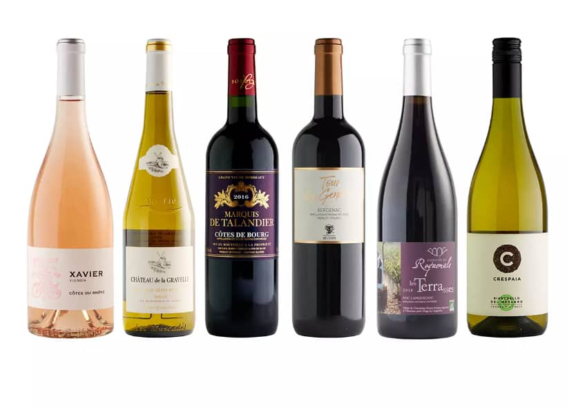Thrive Market Wine selection of sustainable reose, white and red wine.